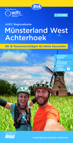 ADFC-Regionalkarte Münsterland West / Flusslandschaft Achterhoek, 1:75.000, mit Tagestourenvorschlägen, reiß- und wetterfest, E-Bike-geeignet, GPS-Tracks-Download