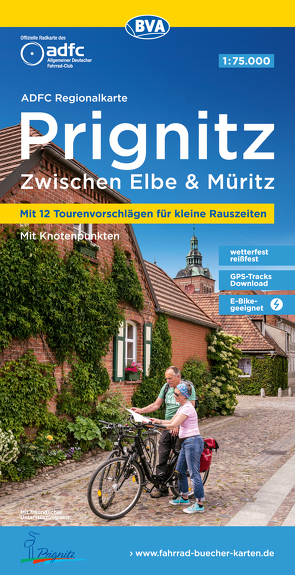 ADFC-Regionalkarte Prignitz, 1:75.000, mit Tagestourenvorschlägen, reiß- und wetterfest, E-Bike-geeignet, mit Knotenpunkten, GPS-Tracks Download,