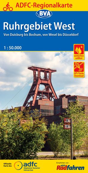 ADFC-Regionalkarte radrevier.ruhr West, 1:50.000, reiß- und wetterfest, GPS-Tracks Download
