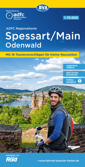 ADFC-Regionalkarte Spessart/Main/Odenwald, 1:75.000, mit Tagestourenvorschlägen, reiß- und wetterfest, E-Bike-geeignet, GPS-Tracks Download
