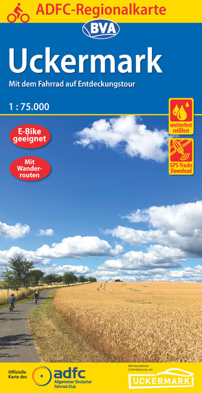 ADFC-Regionalkarte Uckermark, 1:75.000, mit Tagestourenvorschlägen, reiß- und wetterfest, E-Bike-geeignet, GPS-Tracks Download
