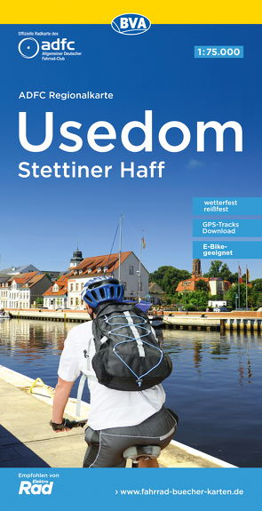 ADFC-Regionalkarte Usedom Stettiner Haff, 1:75.000, mit Tagestourenvorschlägen, reiß- und wetterfest, E-Bike-geeignet, GPS-Tracks Download