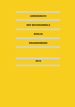 Adressbuch des Buchhandels Berlin-Brandenburg 2019 von Thomas,  Fabian