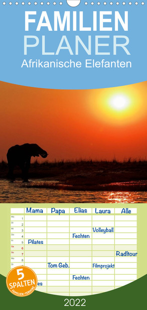 Familienplaner Afrikanische Elefanten (Wandkalender 2022 , 21 cm x 45 cm, hoch) von Wolf,  Gerald