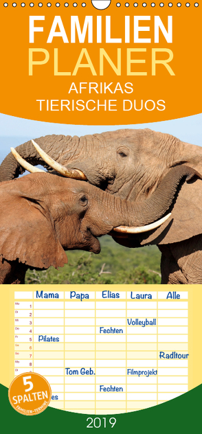 AFRIKAS TIERISCHE DUOS – Familienplaner hoch (Wandkalender 2019 , 21 cm x 45 cm, hoch) von Woyke,  Wibke