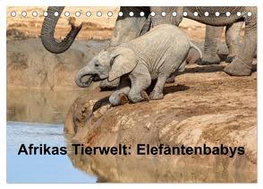 Afrikas Tierwelt: Elefantenbabys (Tischkalender 2024 DIN A5 quer), CALVENDO Monatskalender von Voss,  Michael
