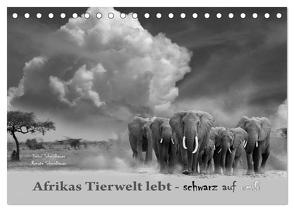 Afrikas Tierwelt lebt – schwarz auf weiß (Tischkalender 2024 DIN A5 quer), CALVENDO Monatskalender von Schmidbauer,  Renate Schmidbauer,  Heinz