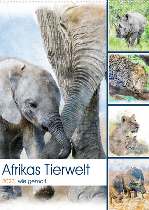 Afrikas Tierwelt – wie gemalt (Wandkalender 2023 DIN A2 hoch) von Jachalke,  Doris, Voss,  Michael