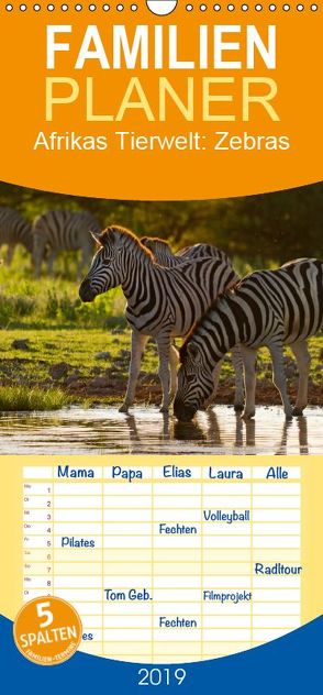 Afrikas Tierwelt: Zebras – Familienplaner hoch (Wandkalender 2019 , 21 cm x 45 cm, hoch) von Voss,  Michael