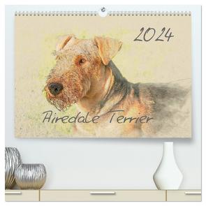 Airedale Terrier 2024 (hochwertiger Premium Wandkalender 2024 DIN A2 quer), Kunstdruck in Hochglanz von Redecker,  Andrea