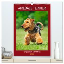 Airedale Terrier – Temperament auf 4 Pfoten (hochwertiger Premium Wandkalender 2024 DIN A2 hoch), Kunstdruck in Hochglanz von Starick,  Sigrid