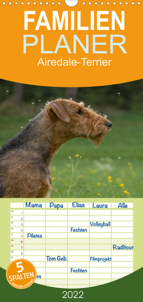 Familienplaner Airedale-Terrier, was sonst! (Wandkalender 2022 , 21 cm x 45 cm, hoch) von Janz,  Michael