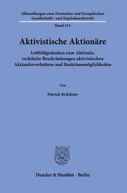 Aktivistische Aktionäre. von Brückner,  Patrick