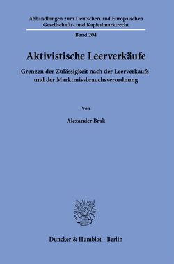 Aktivistische Leerverkäufe. von Brak,  Alexander