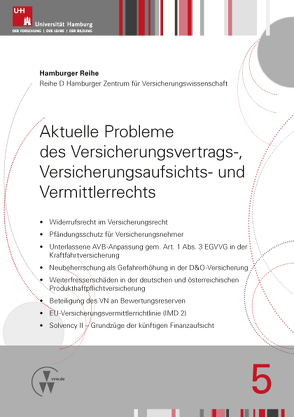 Aktuelle Probleme des Versicherungsvertrags-, Versicherungsaufsichts- und Vermittlerrechts von Drees,  Holger, Koch,  Robert, Nell,  Martin