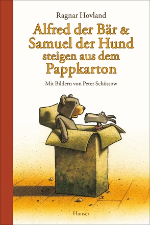 Alfred der Bär und Samuel der Hund steigen aus dem Pappkarton von Haefs,  Gabriele, Hovland,  Ragnar, Schössow,  Peter