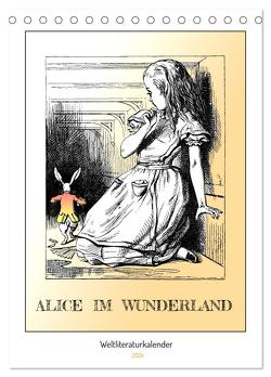 Alice im Wunderland – Weltliteraturkalender (Tischkalender 2024 DIN A5 hoch), CALVENDO Monatskalender von 4arts,  4arts