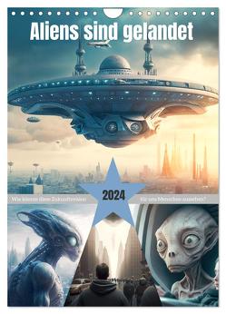 Aliens sind gelandet. Wie könnte diese Zukunftsvision für uns Menschen aussehen? (Wandkalender 2024 DIN A4 hoch), CALVENDO Monatskalender von Hurley,  Rose