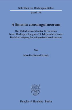Alimenta consanguineorum. von Schulz,  Max-Ferdinand