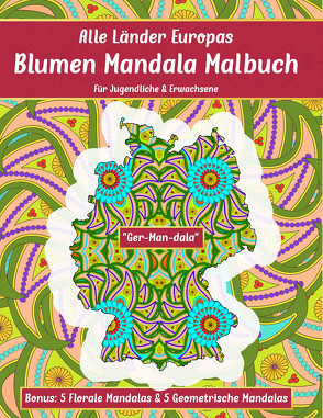 Alle Länder Europas Blumen Mandala Malbuch von Madrigenum,  Design