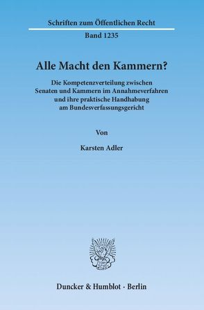 Alle Macht den Kammern? von Adler,  Karsten