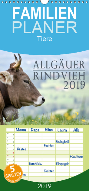 Allgäuer Rindvieh 2019 – Familienplaner hoch (Wandkalender 2019 , 21 cm x 45 cm, hoch) von Wandel,  Juliane