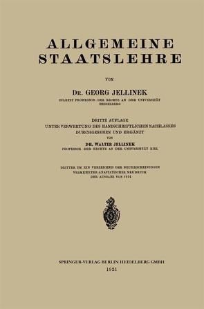Allgemeine Staatslehre von Jellinek,  Georg, Jellinek,  Walter