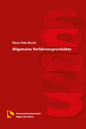Allgemeine Verfahrensgrundsätze von Busch,  Klaus-Peter