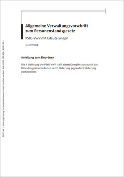 Allgemeine Verwaltungsvorschrift zum Personenstandsgesetz von Bornhofen,  Heinrich, Müller,  Ilona, Schmitz,  Heribert