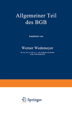 Allgemeiner Teil des BGB von Wedemeyer,  Werner