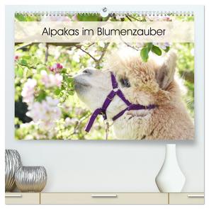 Alpakas im Blumenzauber (hochwertiger Premium Wandkalender 2024 DIN A2 quer), Kunstdruck in Hochglanz von Rentschler,  Heidi