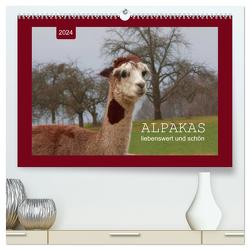 Alpakas – liebenswert und schön (hochwertiger Premium Wandkalender 2024 DIN A2 quer), Kunstdruck in Hochglanz von Keller,  Angelika