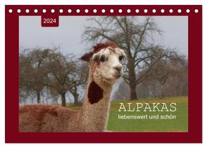 Alpakas – liebenswert und schön (Tischkalender 2024 DIN A5 quer), CALVENDO Monatskalender von Keller,  Angelika
