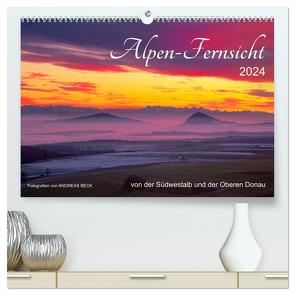 Alpen-Fernsichten von der Südwestalb und Oberen Donau (hochwertiger Premium Wandkalender 2024 DIN A2 quer), Kunstdruck in Hochglanz von Beck,  Andreas