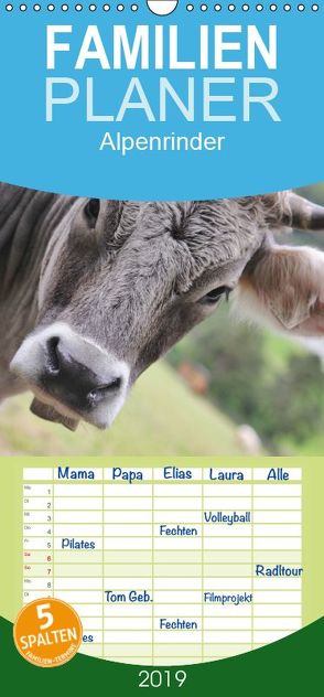 Alpenrinder – Familienplaner hoch (Wandkalender 2019 , 21 cm x 45 cm, hoch) von Lantzsch,  Katrin