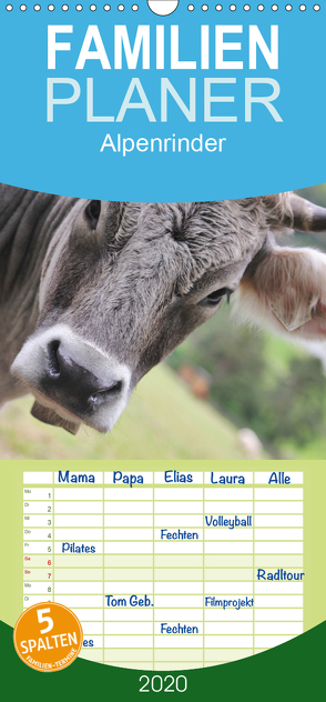 Alpenrinder – Familienplaner hoch (Wandkalender 2020 , 21 cm x 45 cm, hoch) von Lantzsch,  Katrin