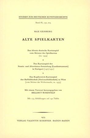 Alte Spielkarten von Geisberg,  Max, Rosenfeld,  Hellmut
