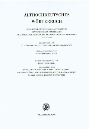Althochdeutsches Wörterbuch / Band VI: M–N. 7./8. Lieferung (merigot bis minnon) von Schmid,  Hans Ulrich