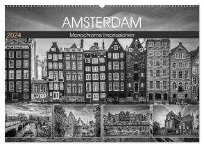 AMSTERDAM Monochrome Impressionen (Wandkalender 2024 DIN A2 quer), CALVENDO Monatskalender von Viola,  Melanie