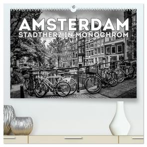 AMSTERDAM Stadtherz in Monochrom (hochwertiger Premium Wandkalender 2024 DIN A2 quer), Kunstdruck in Hochglanz von Viola,  Melanie