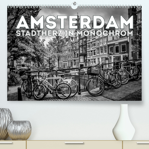 AMSTERDAM Stadtherz in Monochrom (Premium, hochwertiger DIN A2 Wandkalender 2021, Kunstdruck in Hochglanz) von Viola,  Melanie
