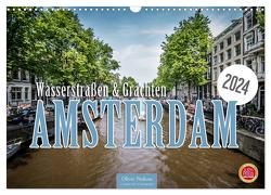 Amsterdam – Wasserstraßen und Grachten (Wandkalender 2024 DIN A3 quer), CALVENDO Monatskalender von Pinkoss,  Oliver