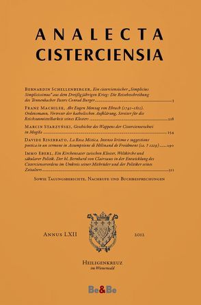 Analecta Cisterciensia 62 (2012) von Eberl,  Immo, Machilek,  Franz, Müller,  Kilian, Schachenmayr,  Alkuin V, Schellenberger,  Bernardin