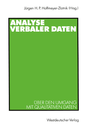 Analyse verbaler Daten von Hoffmeyer-Zlotnik,  Jürgen H.P.