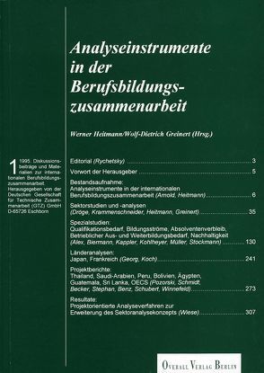 Analyseinstrumente in der Berufsbildungszusammenarbeit von Greinert,  Wolf Dietrich, Heitmann,  Werner, Rychetsky,  Hermann, Wiese,  Klaus