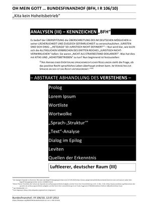 ANALYSEN / OH MEIN GOTT … BUNDESFINANZHOF (BFH, I R 106/10) – ANALYSEN (III) – KENNZEICHEN „BFH“ von Deutschland,  (SP: D) Sozialkritische Professionals:, Faust,  C. M.