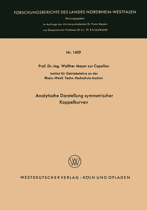 Analytische Darstellung symmetrischer Koppelkurven von Meyer zur Capellen,  Walther