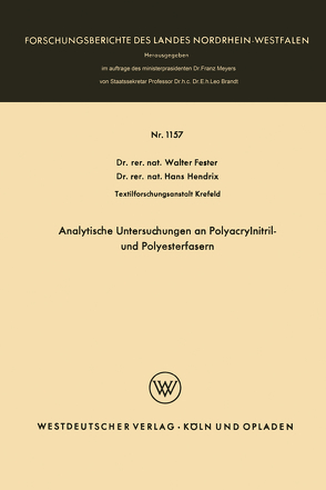 Analytische Untersuchungen an Polyacrylnitril- und Polyesterfasern von Fester,  Walter