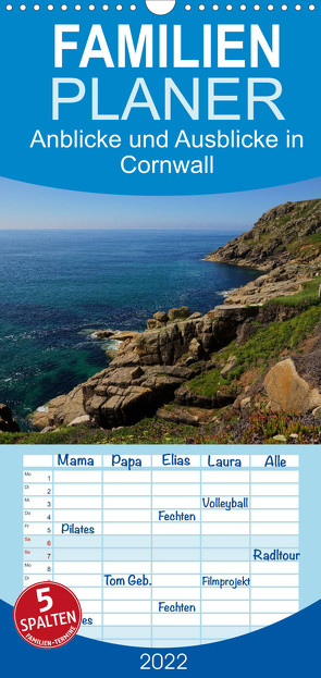Anblicke und Ausblicke in Cornwall – Familienplaner hoch (Wandkalender 2022 , 21 cm x 45 cm, hoch) von Schäfer,  Ulrike