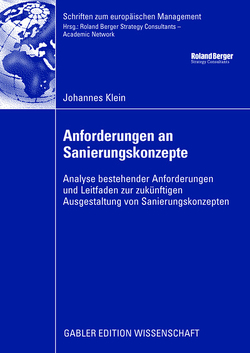 Anforderungen an Sanierungskonzepte von Klein,  Johannes, Krystek,  Prof. Dr. Ulrich